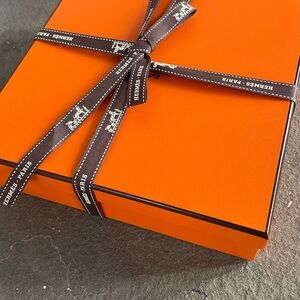 Hermes Orange Box with Brown Ribbon